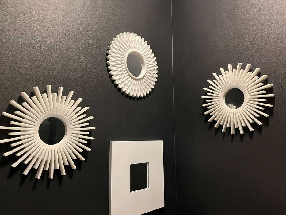 Dekoracja zestaw 3 luster w ramkach do domu na ścianę