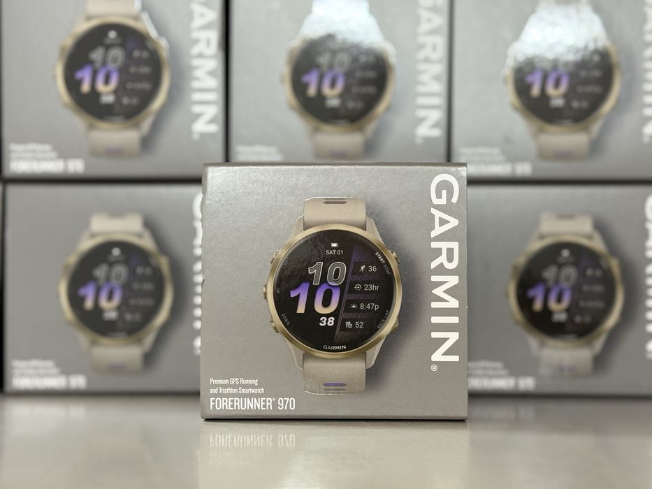 Годинник Garmin Forerunner 970 Soft Gold Titanium w.French Gray Indigo