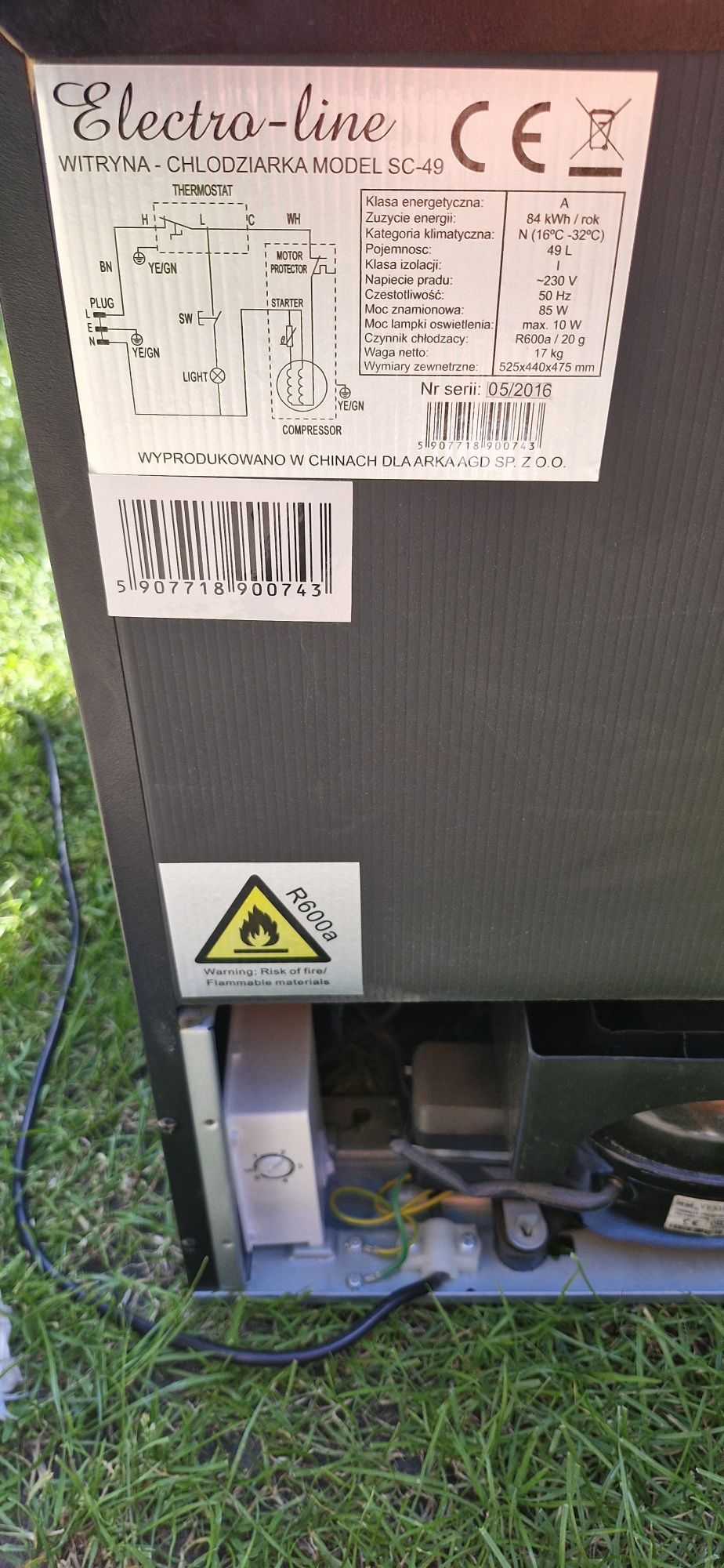 Witryna chłodnicza-lodówka Electroline SC-49