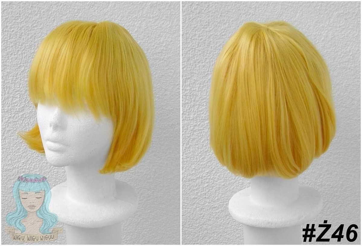 He-man Heman Krótka żółta bob peruka z prostą grzywką cosplay wig