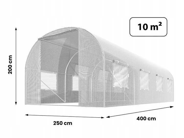 Foliowy tunel ogrodowy 400x250cm Biały MROZOODPORNY WZMACNIANY +GRATIS