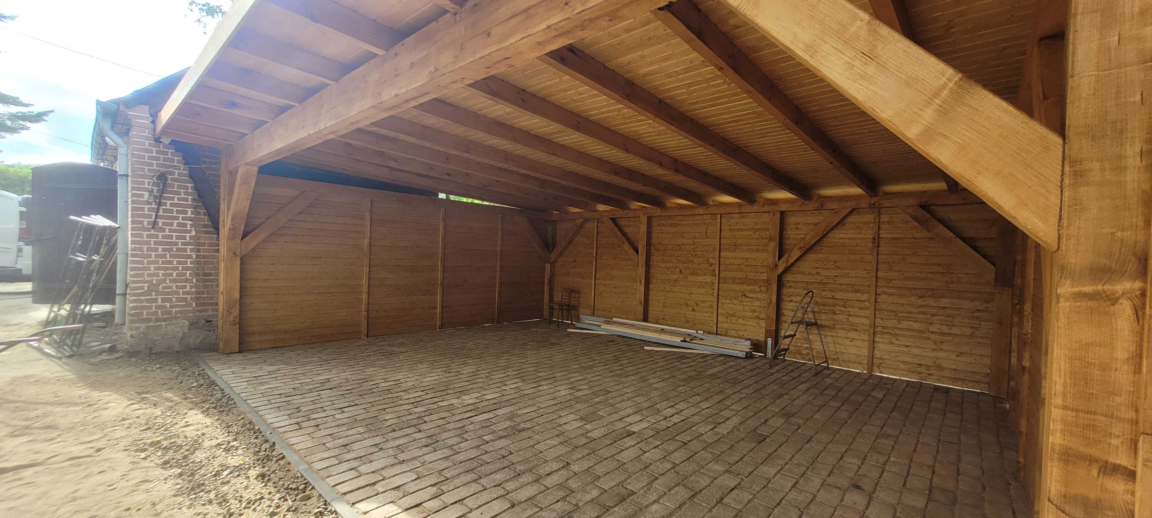 Wiata drewniana, garaż drewniany 840 cm x 600 cm
