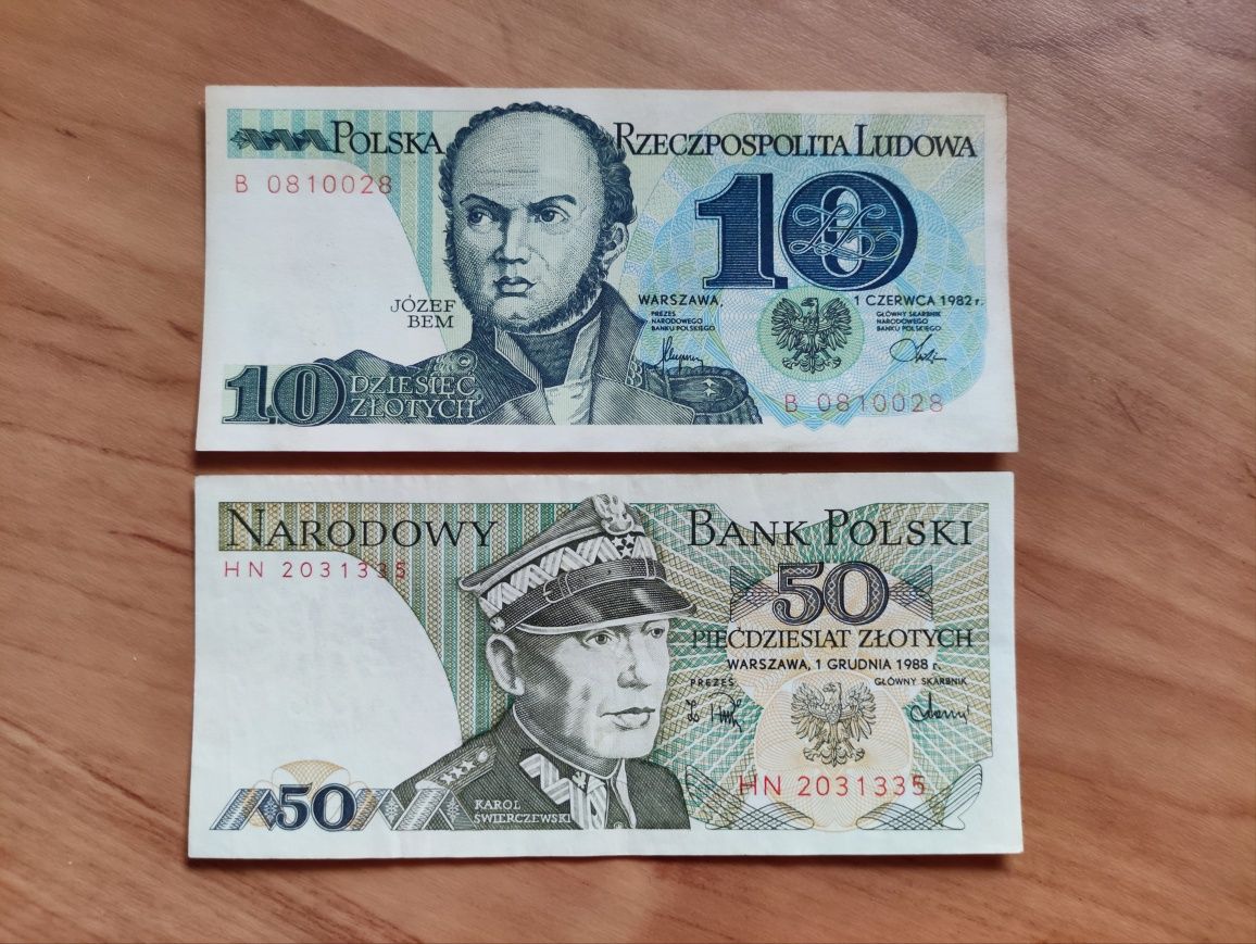 2 Banknoty 10zł i 50zł z okresu PRL