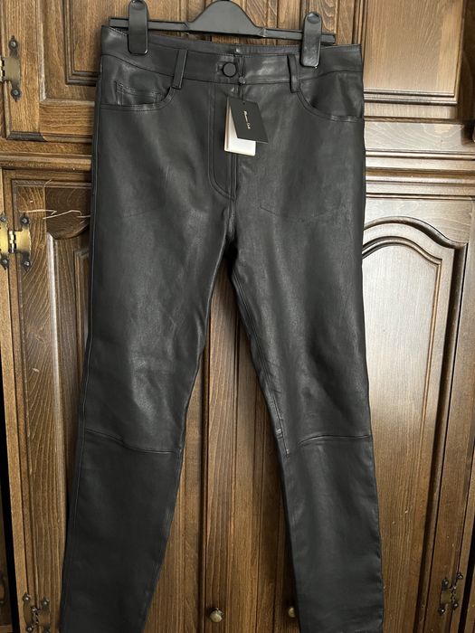 Новые брюки из натуральной кожи черного цвета Massimo dutti 36 р