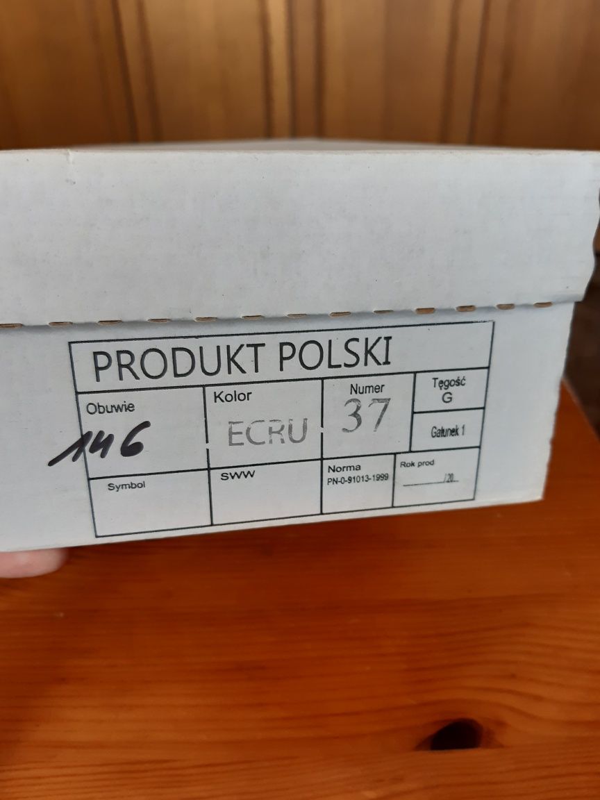 Buty ślubne ecru r.37 jak NOWE bardzo wygodne