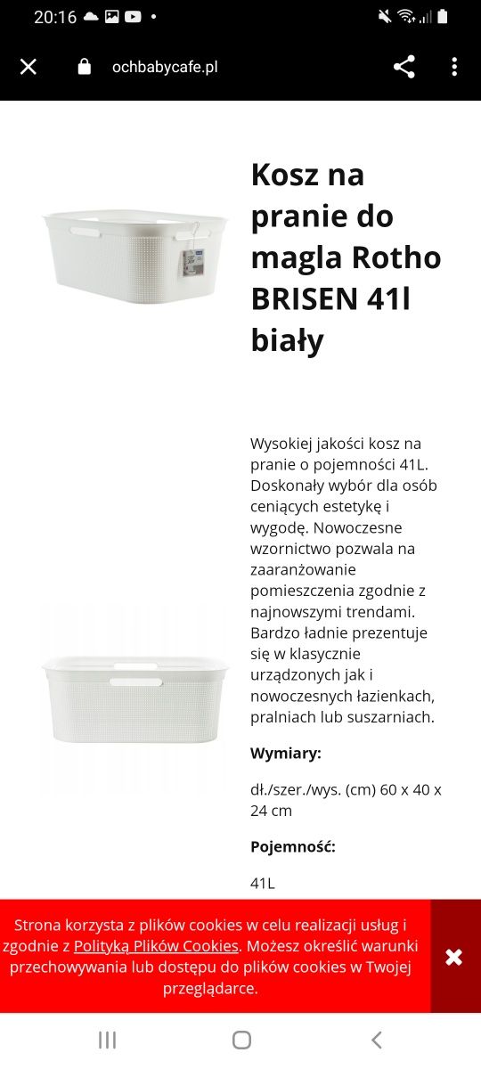 2 białe kosze na pranie I bieliznę zestaw NOWE