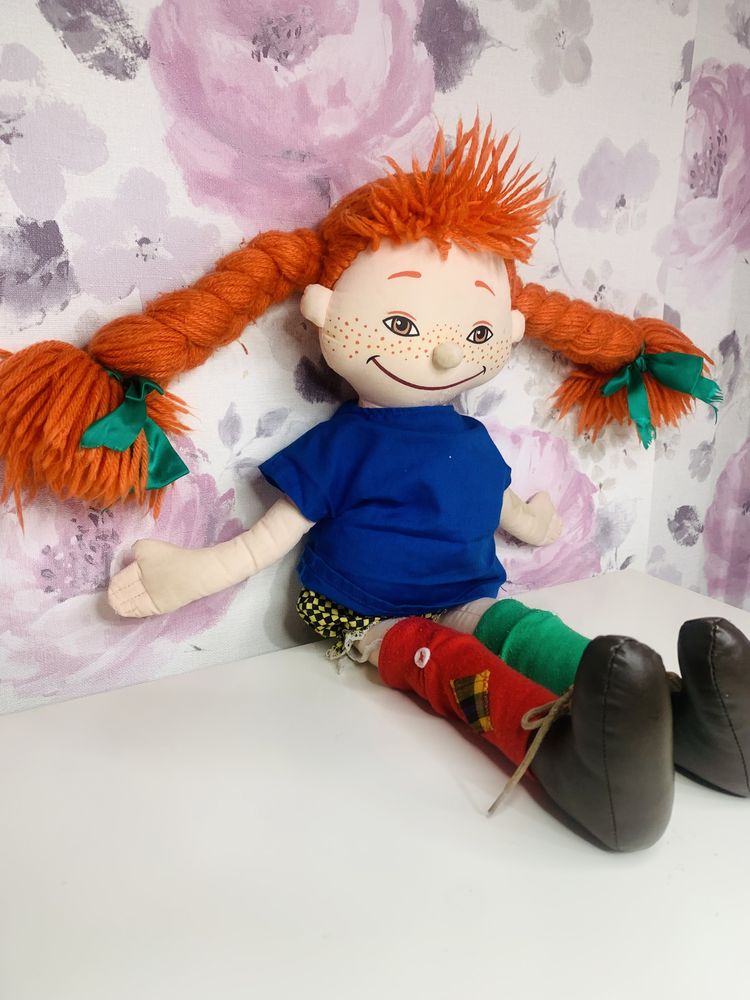 Materialowa lalka Pippi Pończoszanka, Pippi Longstocking, vintage