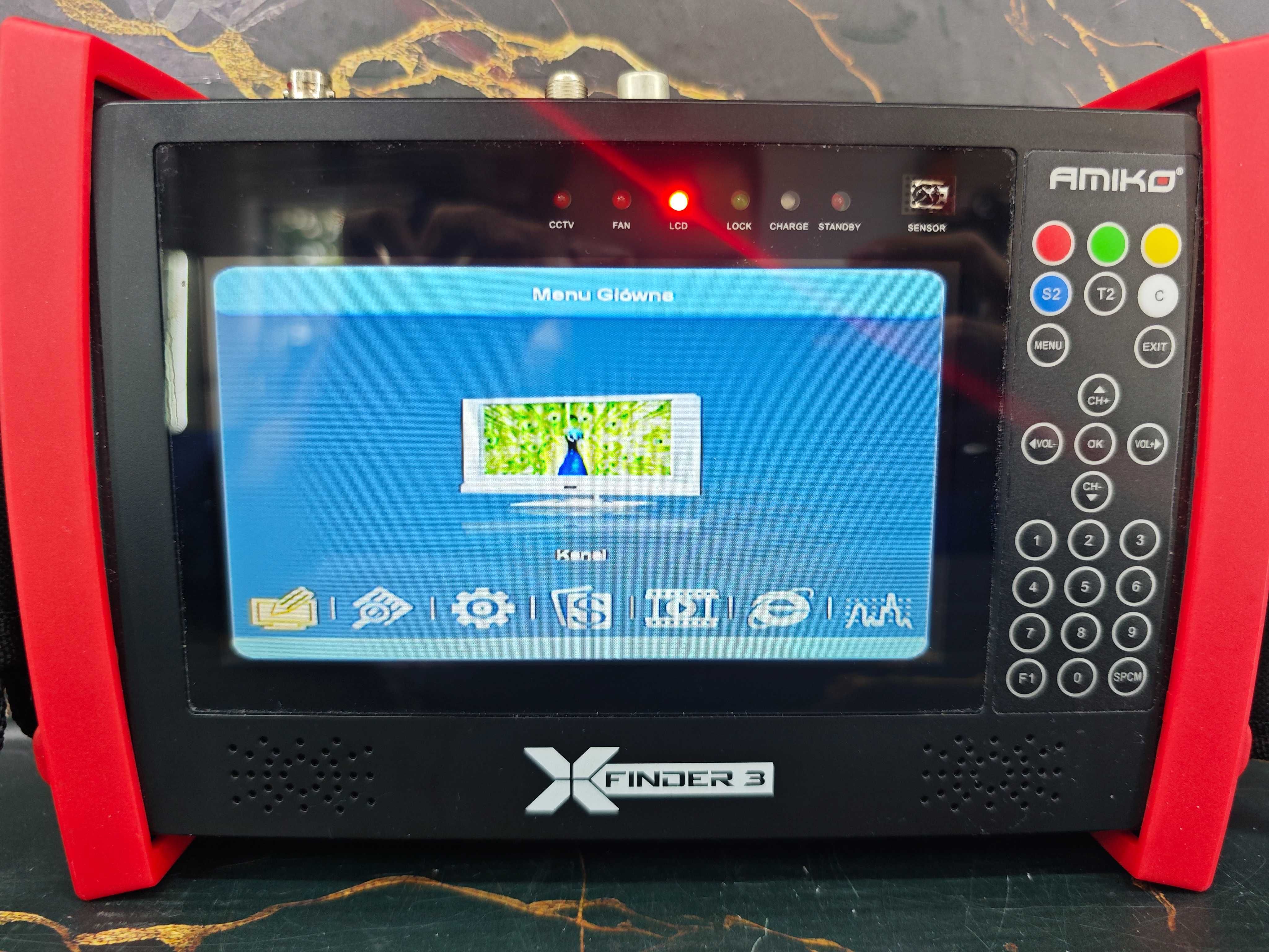Miernik Amiko X-Finder 3 - SAT, DVB-T2, DVB-C - komplet walizka