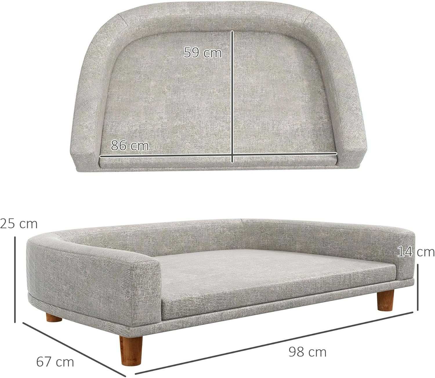 NOVO-Sofá para cães grandes, cama elevada 98x67x25cm, suporta até 40kg