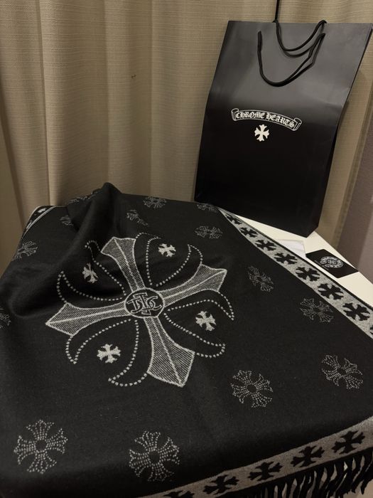 Шарф теплий кашеміровий Chrome Hearts подарунок хром хартс палантин