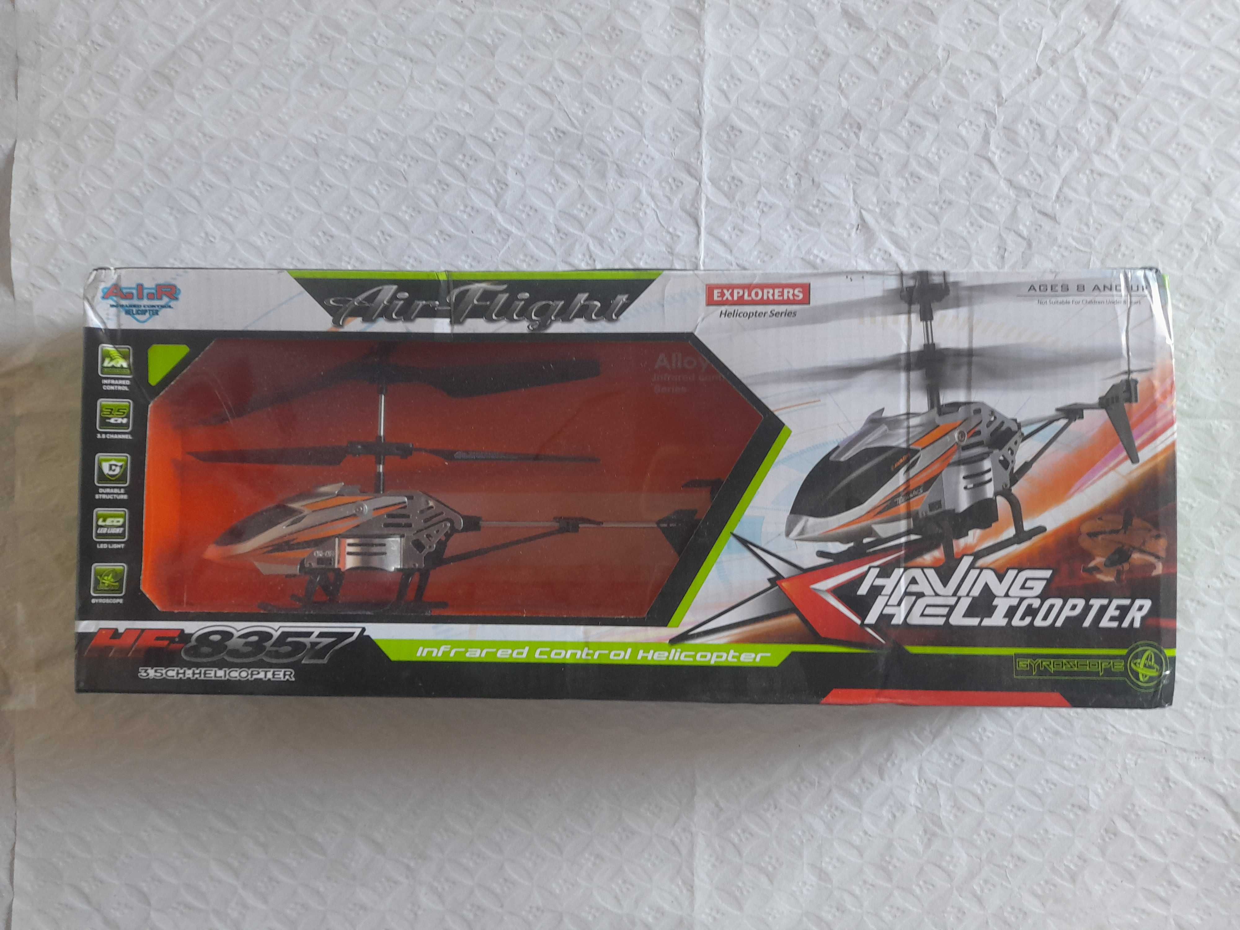 Helicópetro de Controle Remoto Com Luz LED RC 3.5 De Carregamento USB