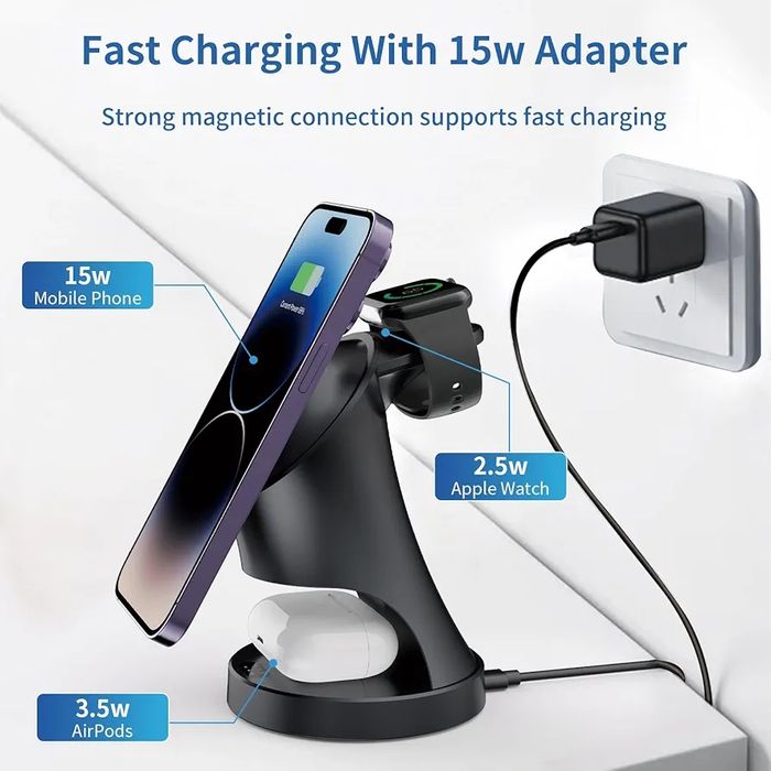 !!!АКЦІЯ!!! Універсальна бездротова зарядна станція 3-в-1