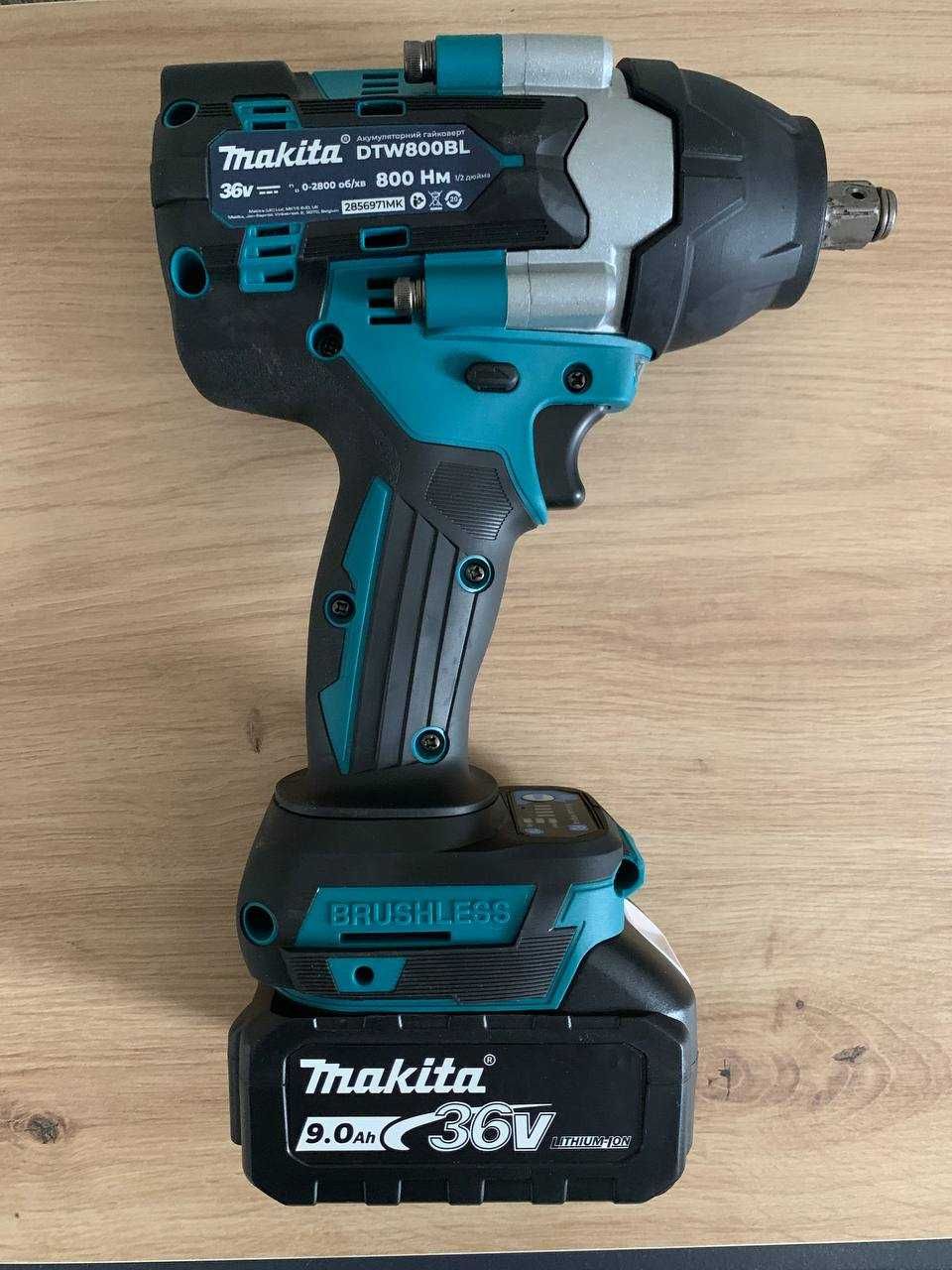 Аккумуляторний гайковерт безщітковий Makita 800 - Гайкокрут 36 В  9 Ач