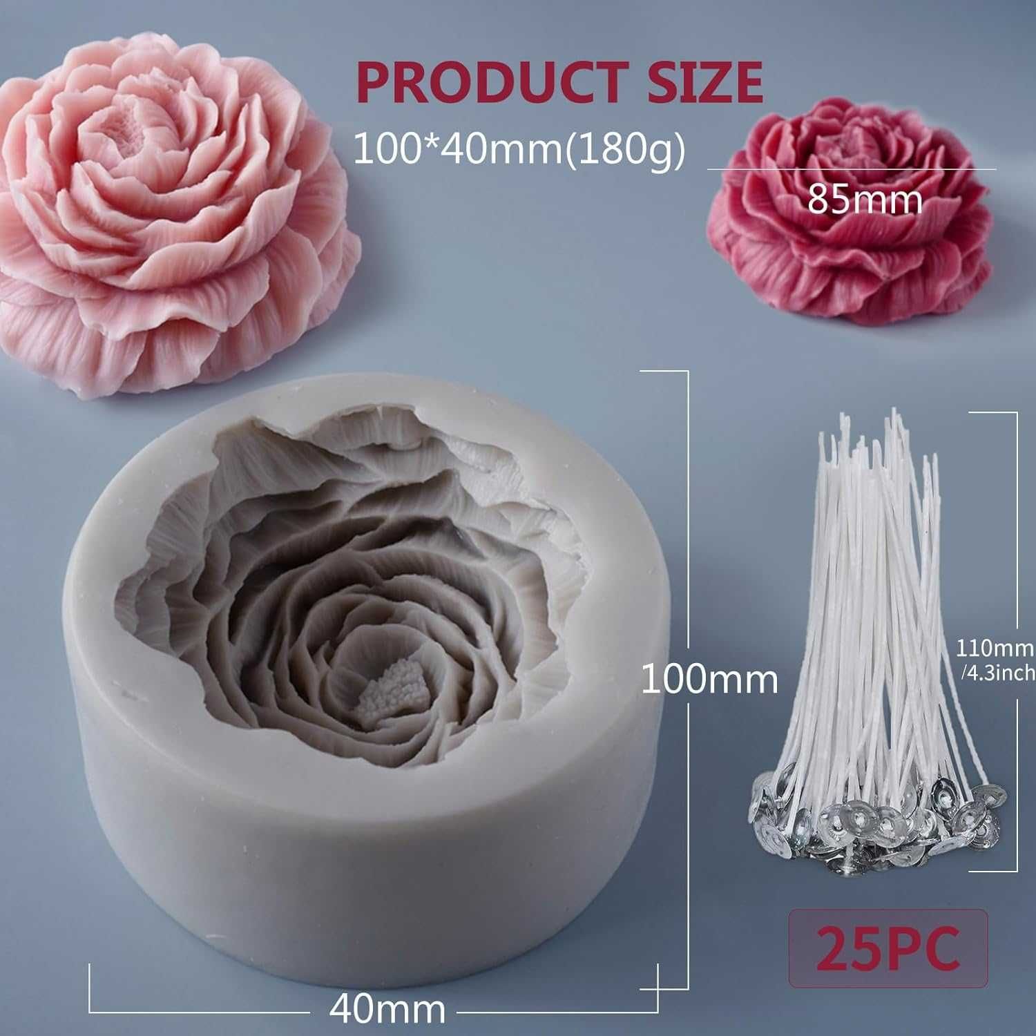 Silikonowa forma do świec 3D „zrób to sam”, do odlewania świec kwiat