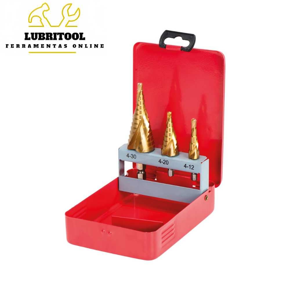 Jogo 3Pcs Brocas Escalonadas HSS-M2 TIN 1/4" 0068.059 | NOVOS