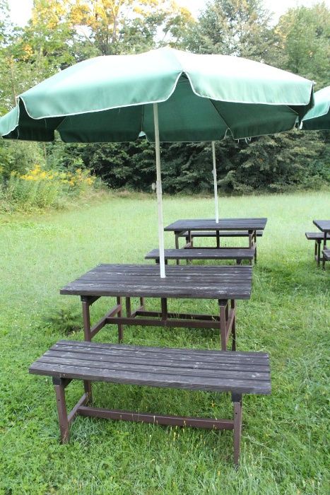 Stoły ogrodowe,biesiadne z ławką i parasolem!!!Okazja