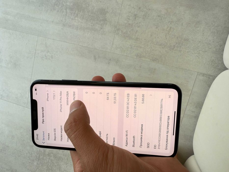 Оригінал iPhone 11 Pro Max 64 GB 100% БАТАРЕЯ Телефон apple Айфон