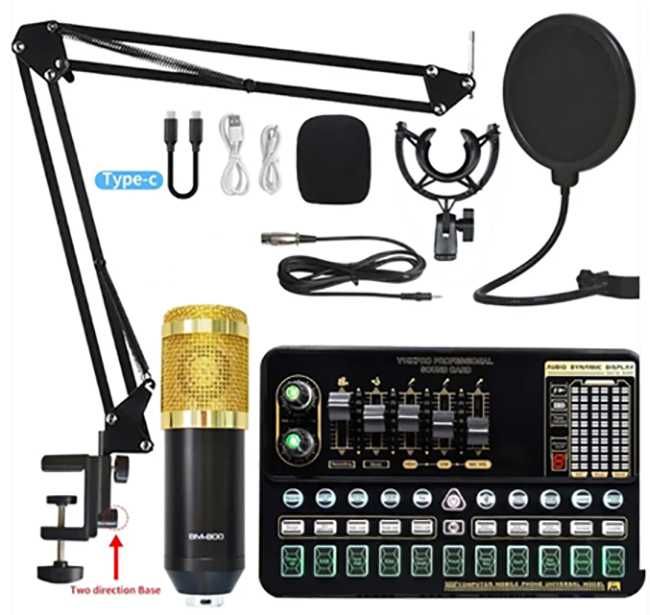Мікрофон BM800 зі звуковою картою V10 та пантографом і поп-фільтром