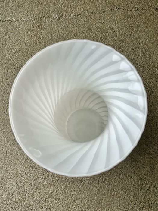 Wielki Piękny Biały Wazon Murano Swirl Venini Unikat Włochy 1970 Mega