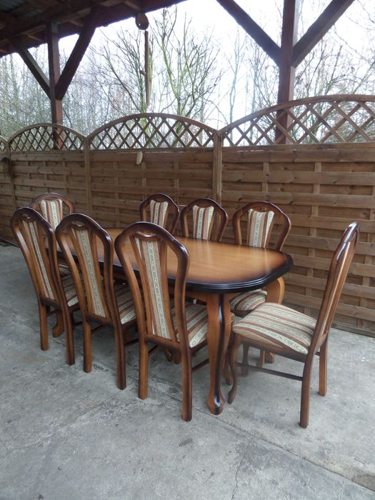 śliczny masywny dębowy stół + 8 krzeseł stan bdb wysyłka dowóz