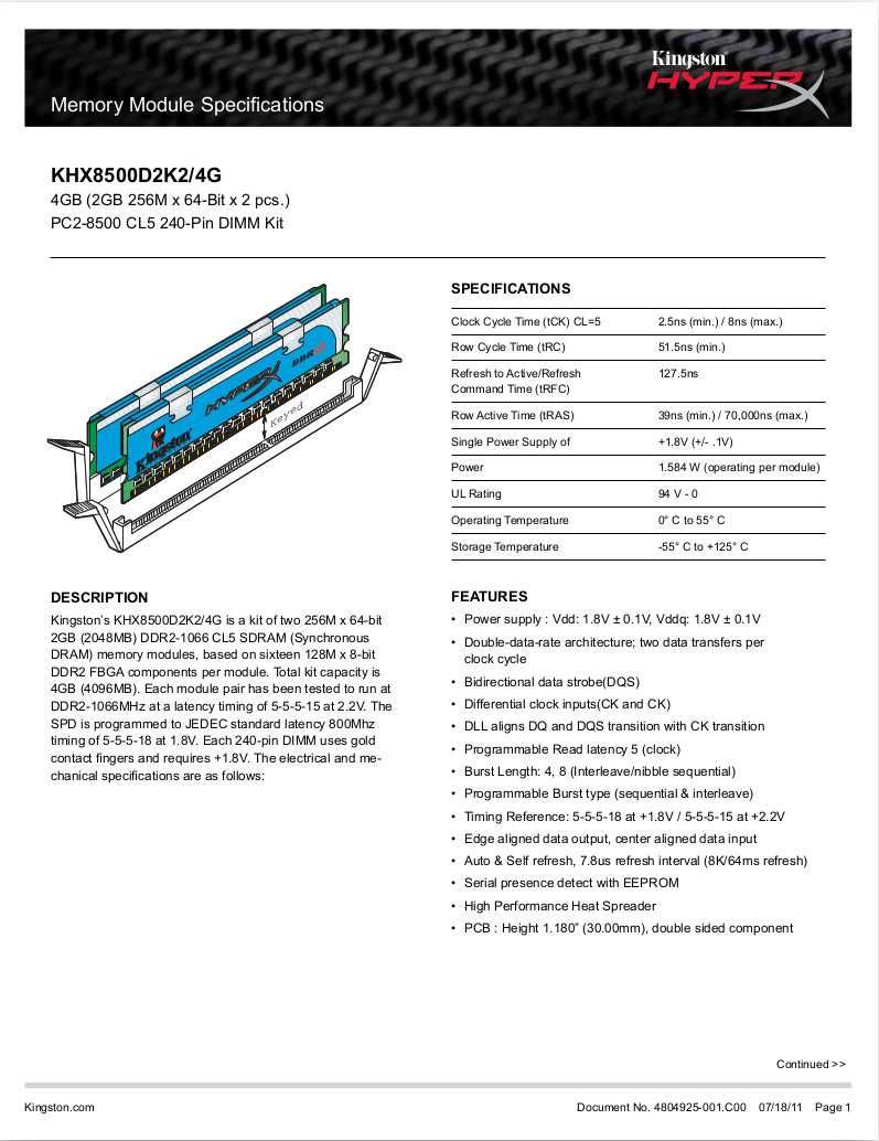 8GB DDR2 - Kingston HyperX KHX8500D2K2/4GB - 4x2GB - TYLKO Wrocław