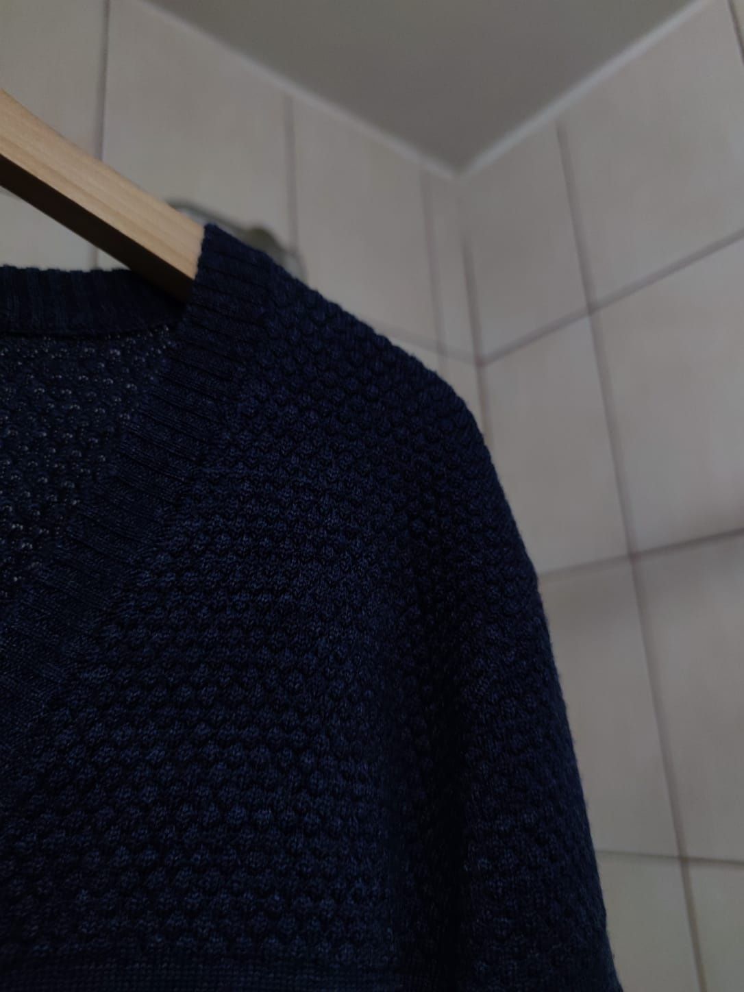Sweter klasyczny niebieski granatowy XL samsoe samsøe męski wełna swet