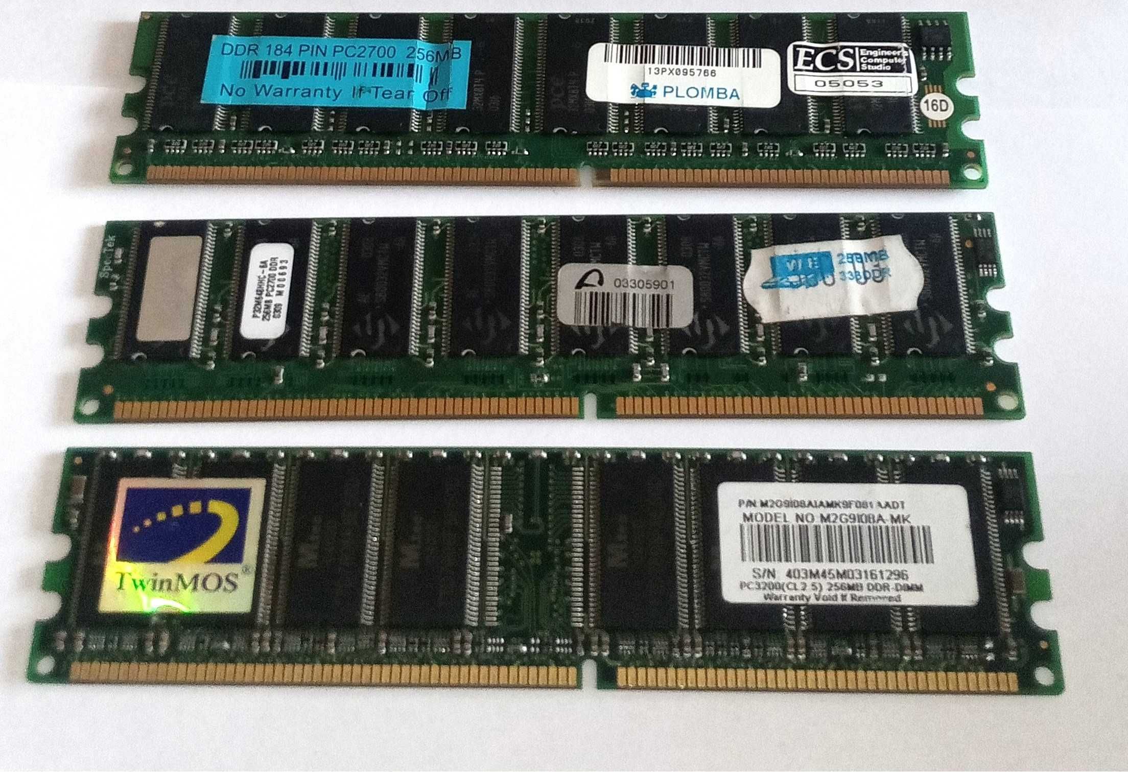 Pamięć DDR-DIMM 3x 256MB PC2700 i PC3200 3 sztuki
