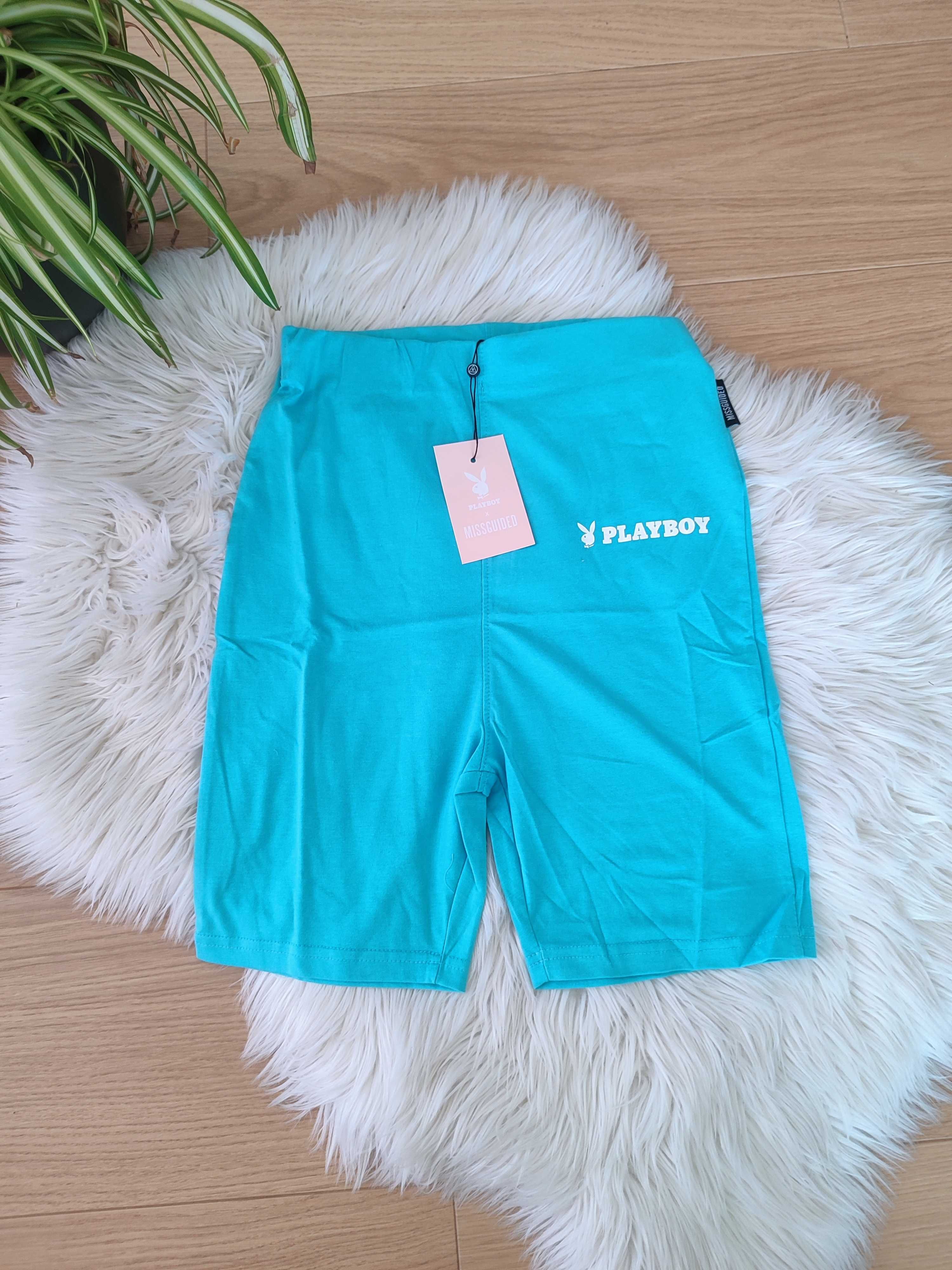 Spodenki damskie szorty sportowe kolarki Missguided Playboy r. M