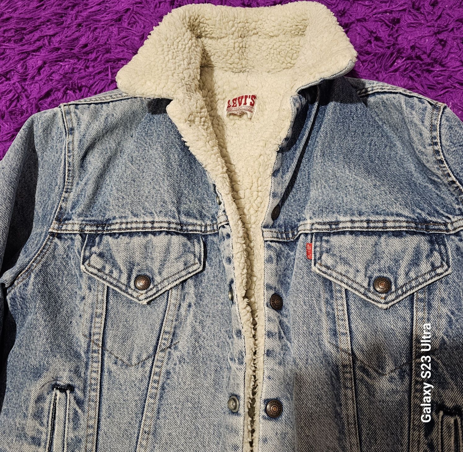 Vintage Levis Trucker Jacket Mens Small Blue Denim Sherpa Lined Made I