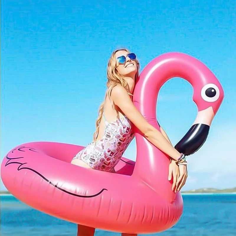 Mega Materac Dmuchany Wodny Flaming XXL 120cm Koło Do Pływania