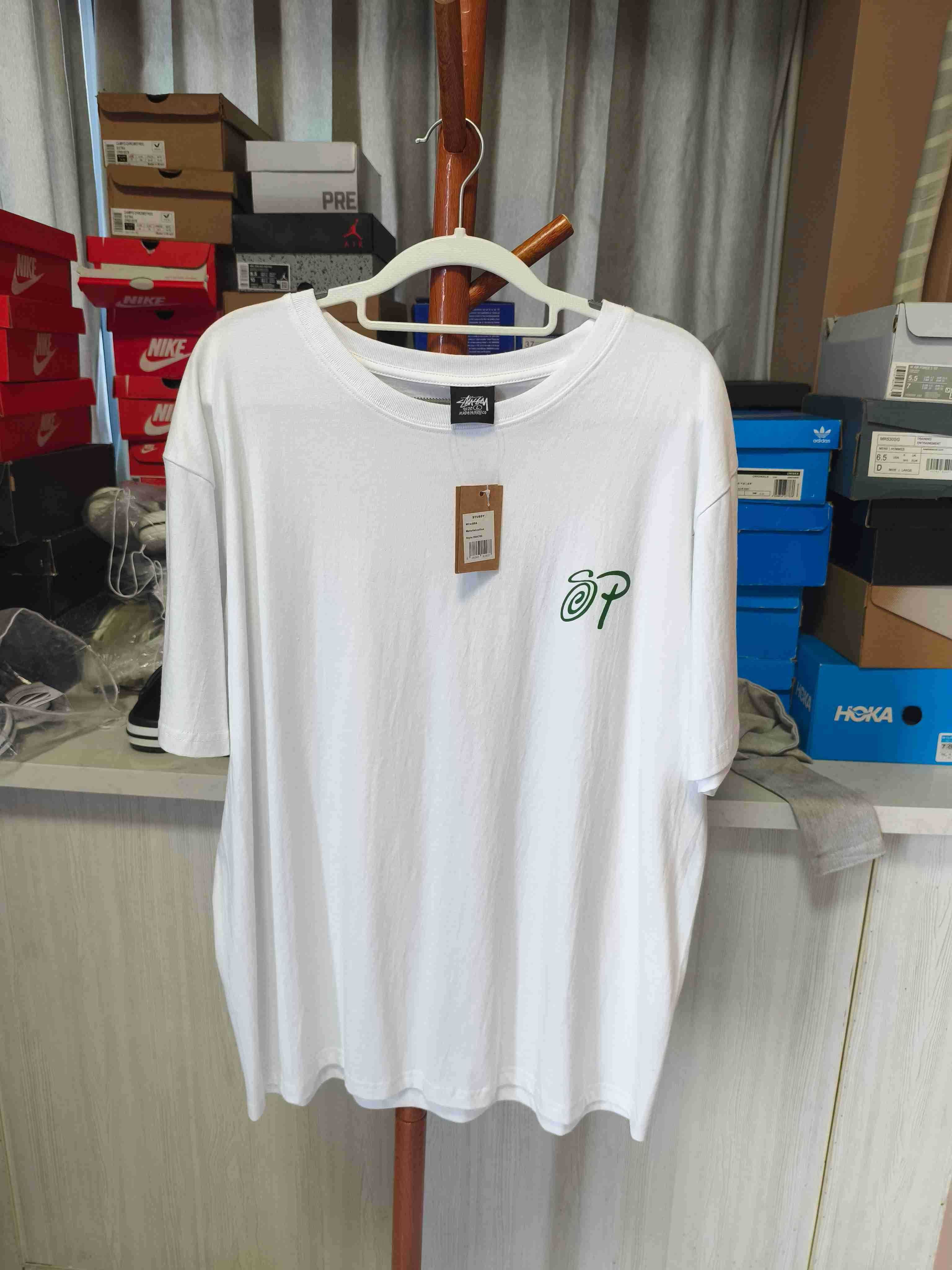 Stussy,Męska biała koszulka z nadrukiem letnim, rozmiar L
