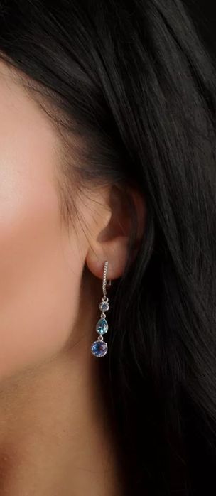 Kolczyki srebro 925 z naturalnym topazem i fluorytem