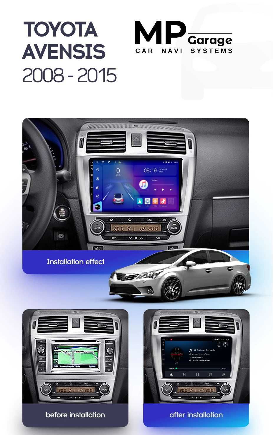 TOYOTA AVENSIS T27 Radio Android CarPlay/AA LTE 4G DSP Qled Montaż