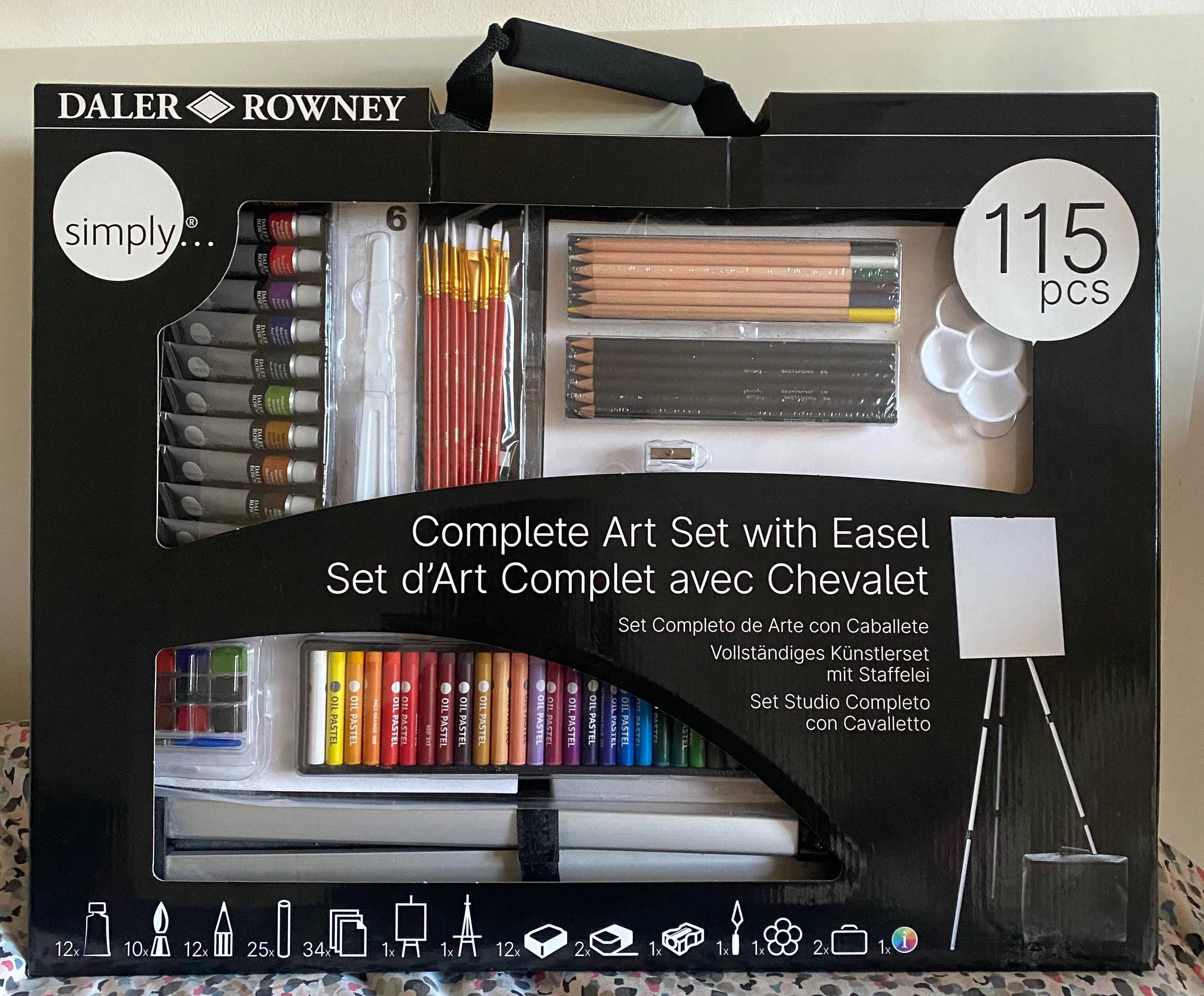 Conjunto completo de arte Daler Rowney (115 pcs) NOVO