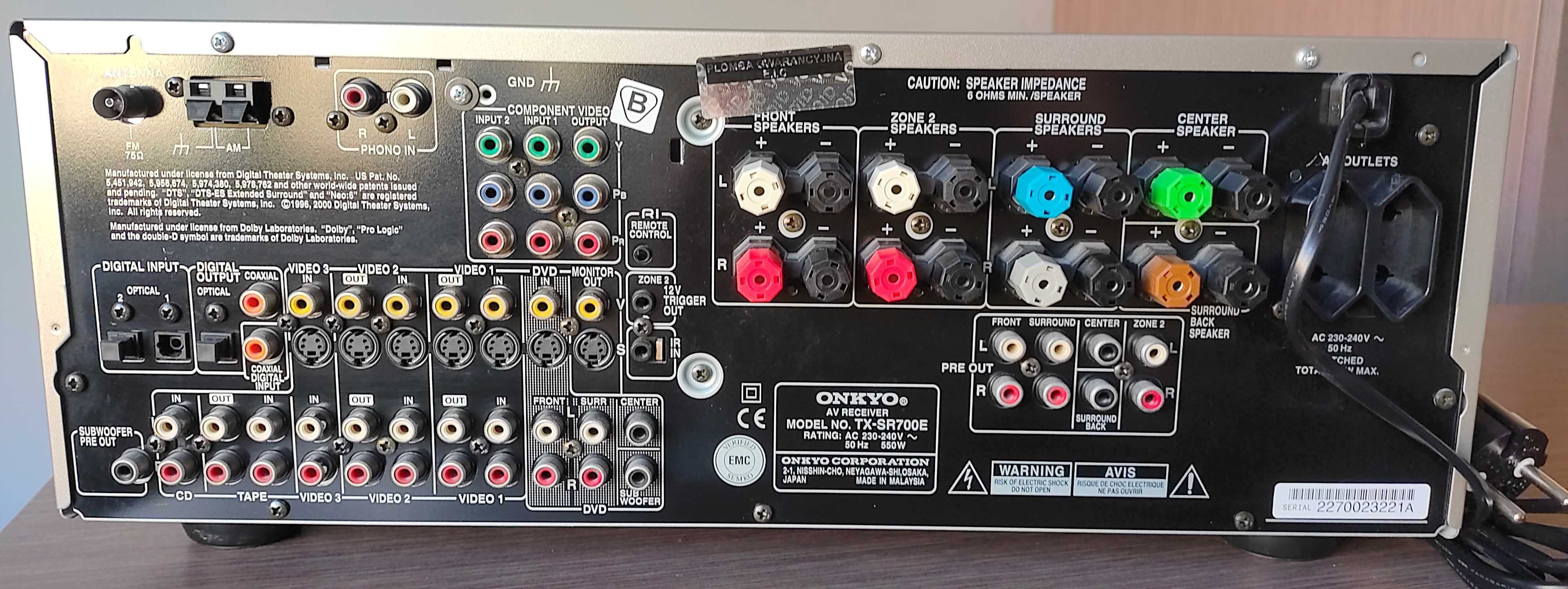AMPLITUNER ONKYO TX-SR700E 6.1 z pilotem i instrukcją