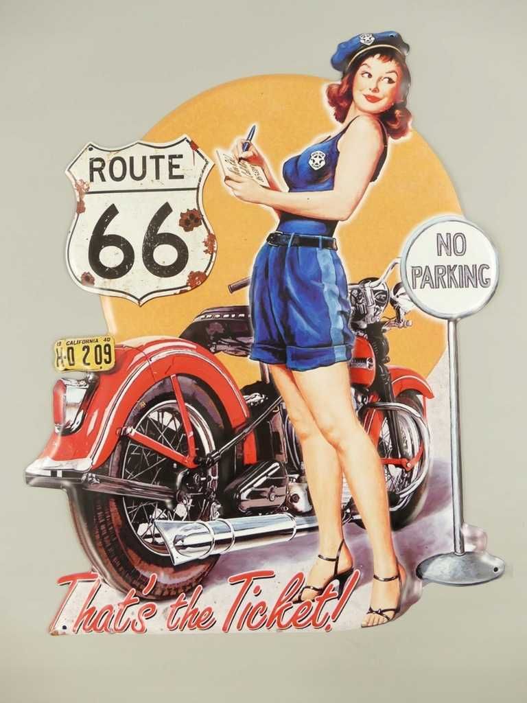 DUŻY Blaszany Szyld 3D ROUTE 66