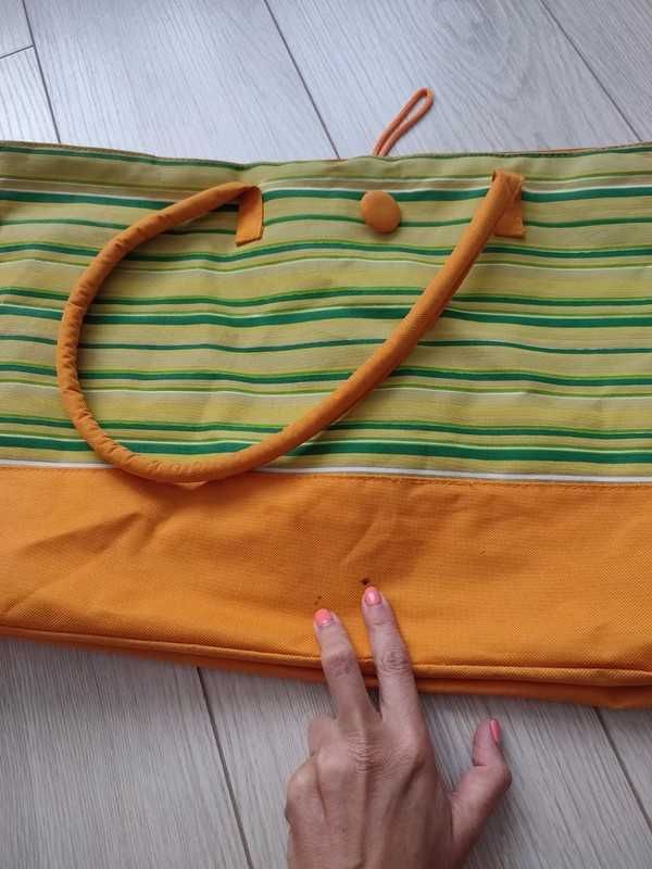 Duża torba plażowa pomarańczowa torba na plażę w paski