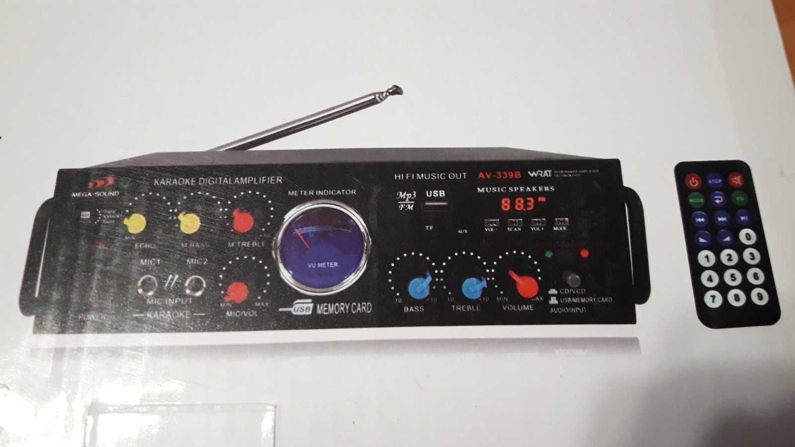 Усилитель "Mega Sound" AV-339B 2х500W USB MP3 караоке FM.