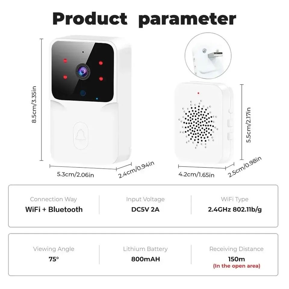 Безпровідний розумний дзвінок (домофон) з Wifi та функ нічного баченя.