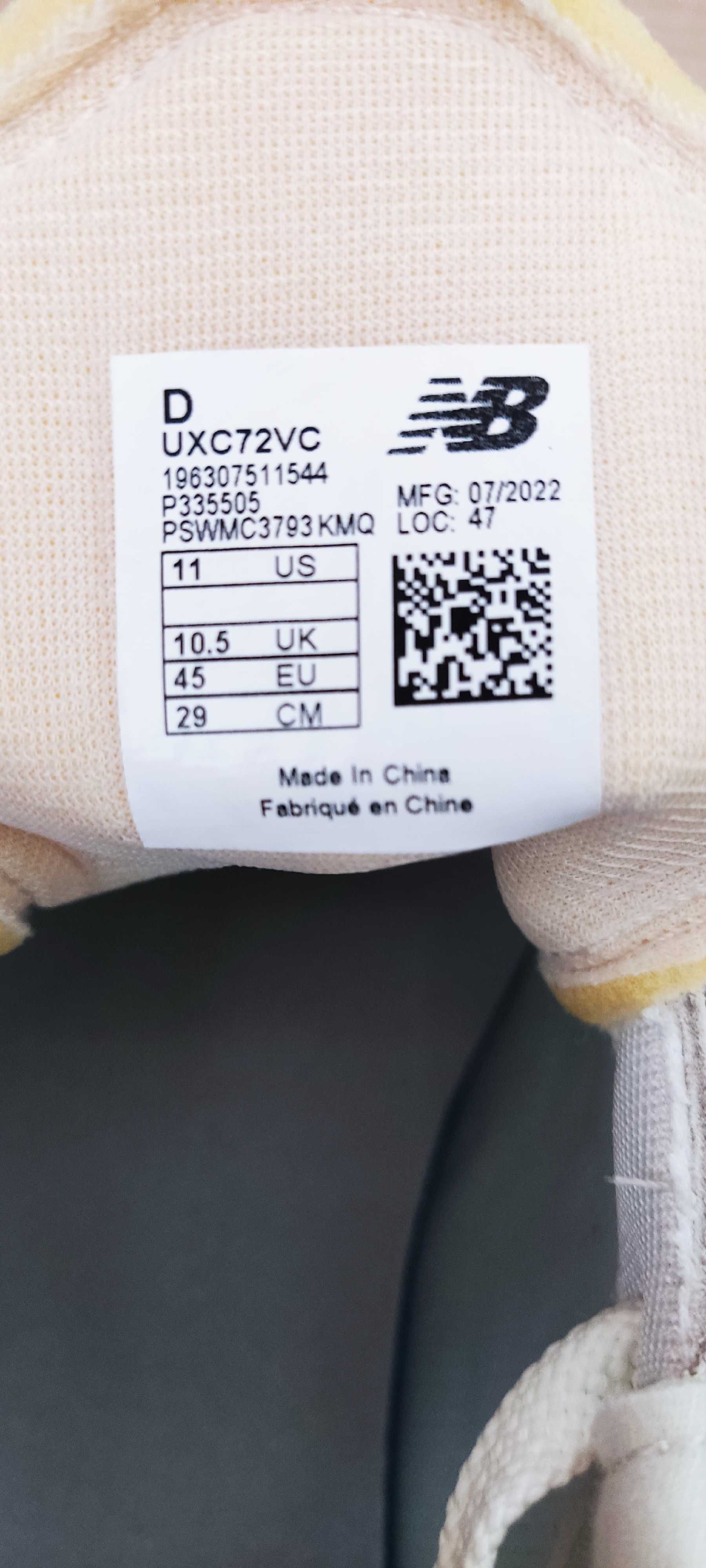 NEW BALANCE UXC72 rozm.45, wkładka 29cm NOWE