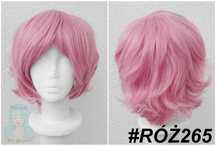 Krótka różowa peruka krótki różowy wig cosplay męski męska mina natsu