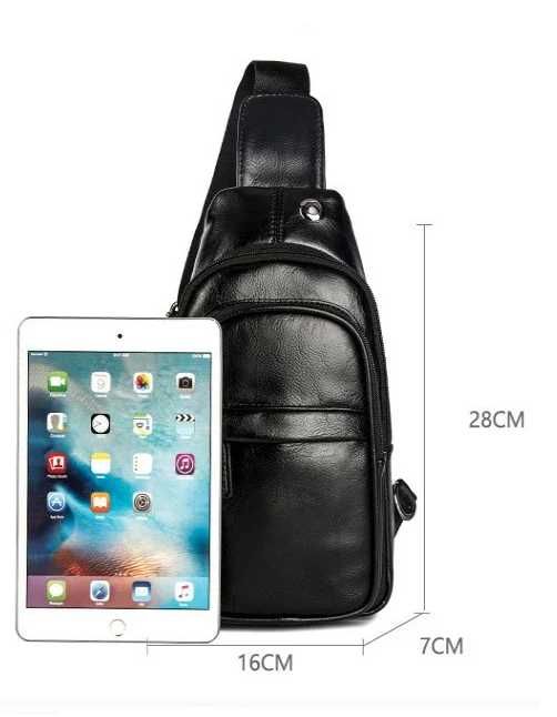 Чоловіча мужская кожаная стильная сумка бананка на груди барсетка топ