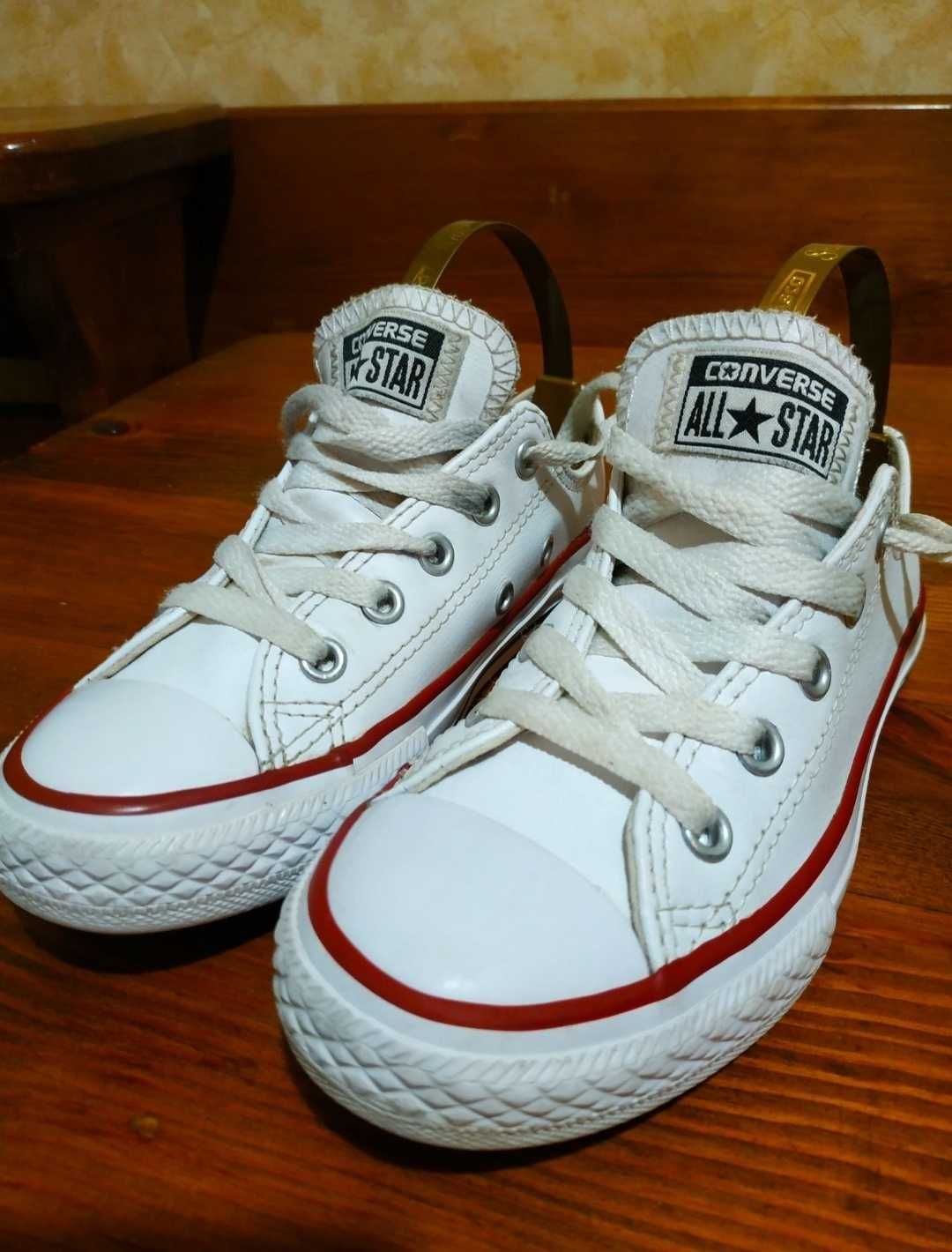 Детские белые кожаные кеды Converse All star, конверсы, 30 р., 18.5 см