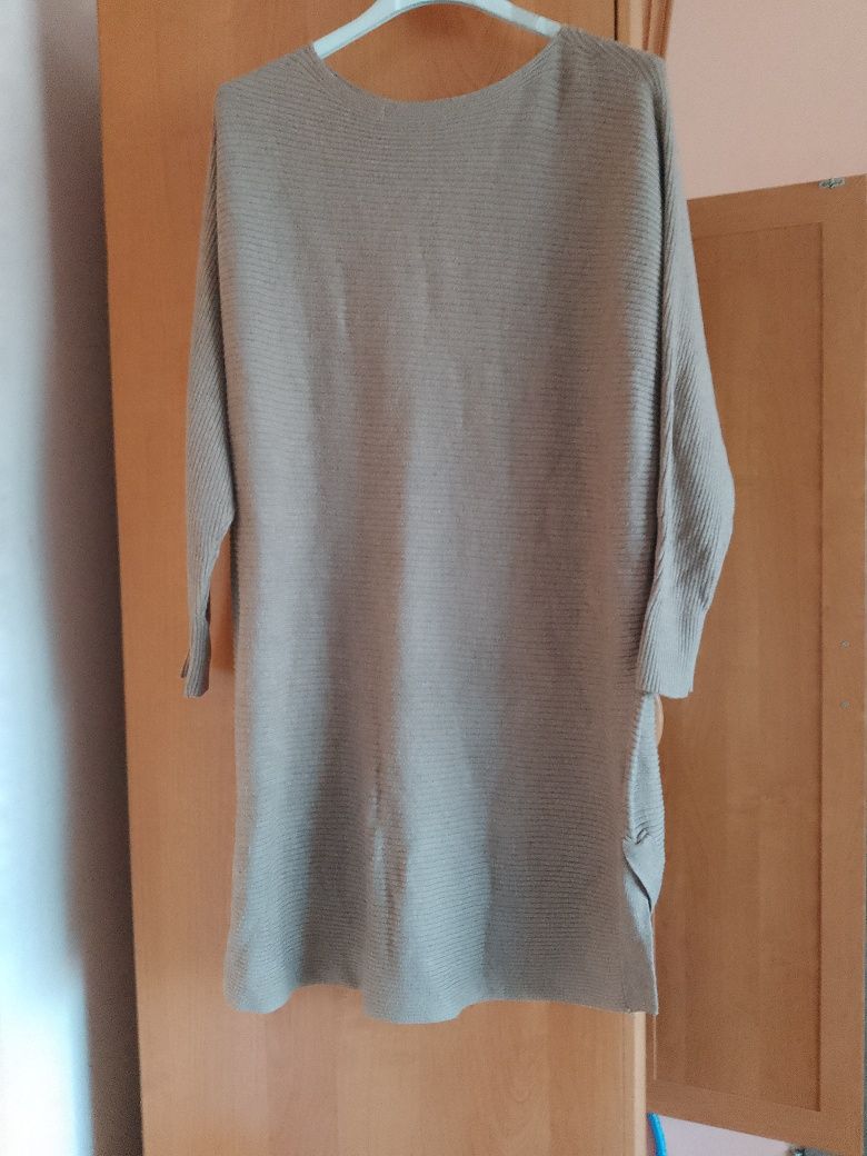 Sweter damski długi rozmiar S M kawa z mlekiem