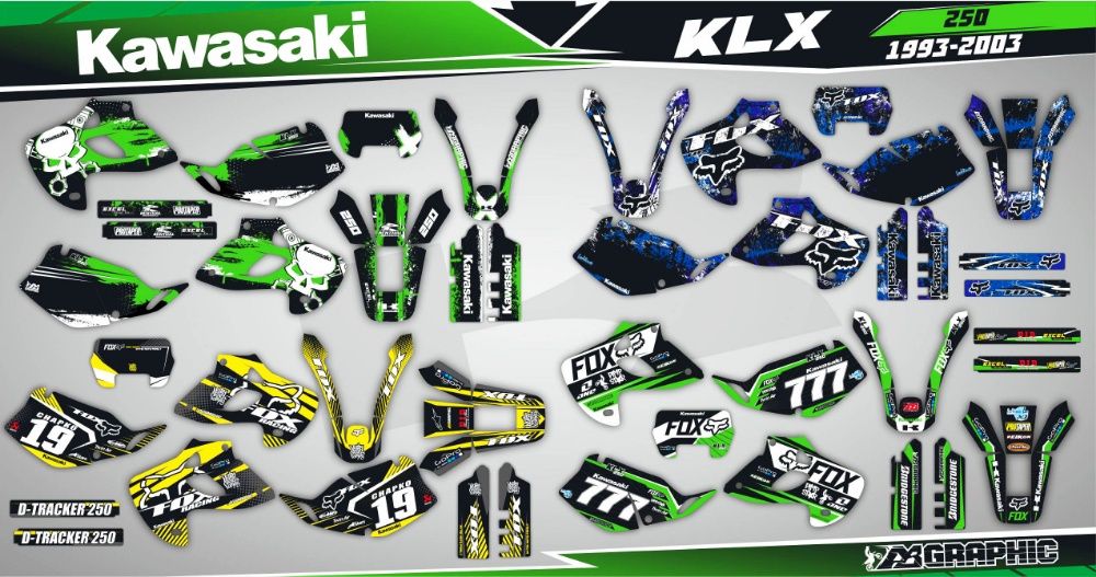 Наклейки Графика Kawasaki KXF KX450F KX250F KX KLX 65 85 125 250 450