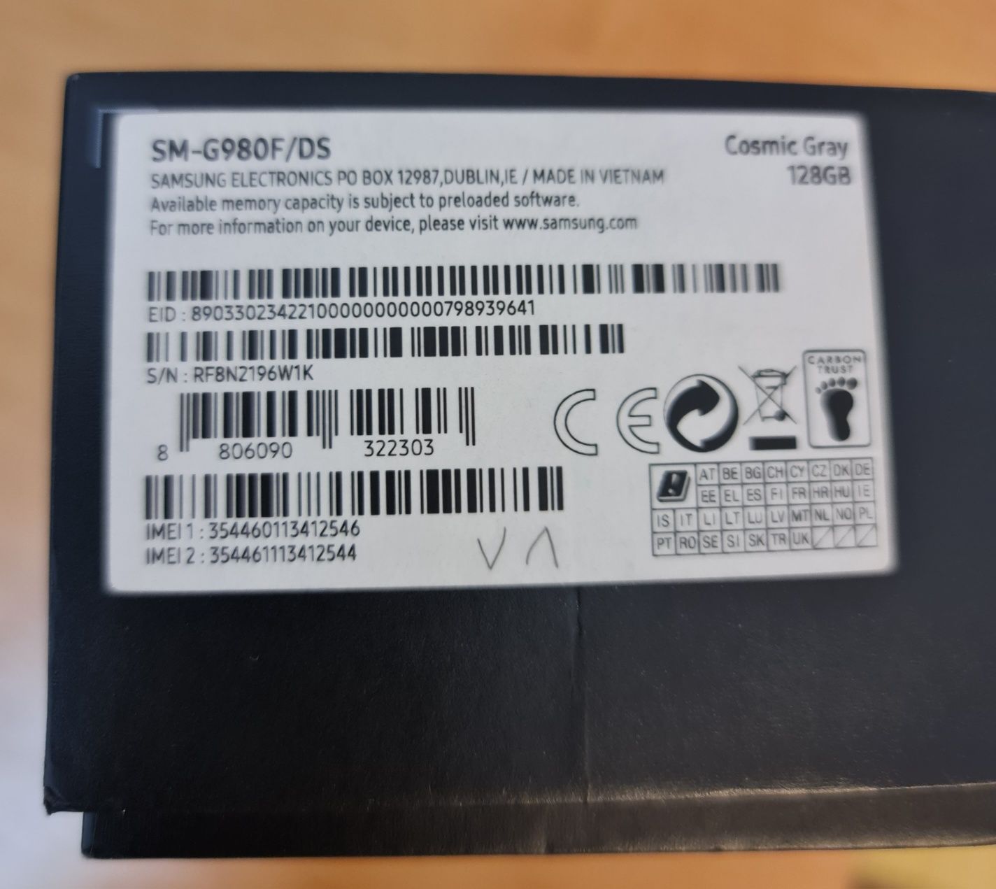 Samsung S20 sm-g989f/ds cosmic gray