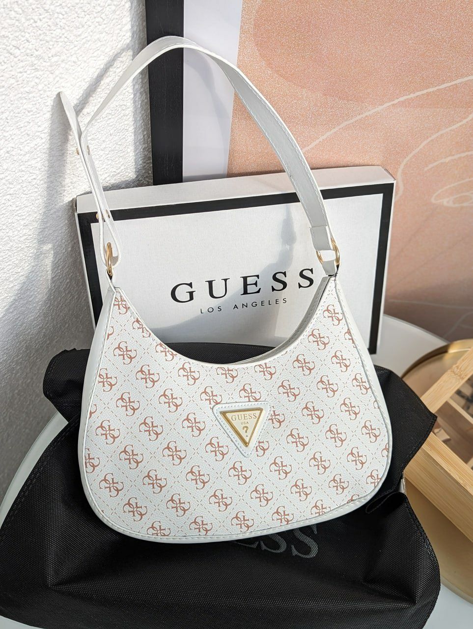 Женская сумка Guess хобо, вместительная сумка, жіноча сумочка, Гес