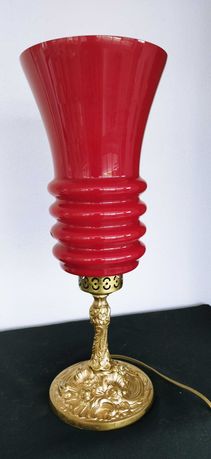 Лампа настольная.Бронза,красное стекло.42×16,5 см.Франция