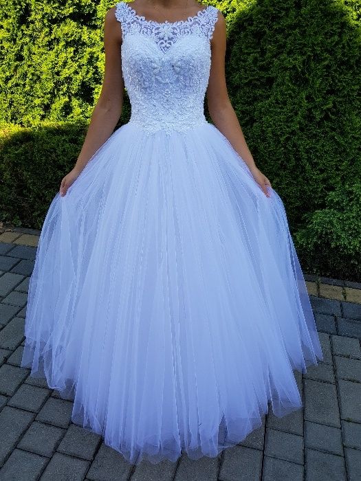 Suknia ślubna księżniczka XS - S  śnieżna biel tiul