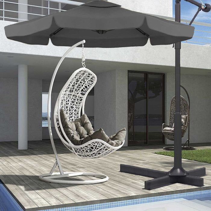 Parasol ogrodowy z wysięgnikiem, duży, stabilny DM szary 350 x 250 cm